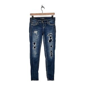 Silver Jeans Co Tuesday Skinny Jeans Women 27x31 Distressed Low Rise Denim